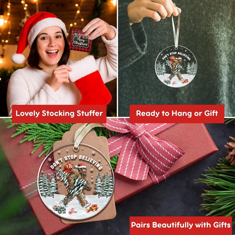 SUCHAGIFT Bigfoot Ornament - Sasquatch Ornaments - Funny Bigfoot Gifts, Sasquatch Gifts for Women Men - Big Foot Ornaments for Christmas Tree - Acrylic Big Foot Ornament 2025 - Image 4